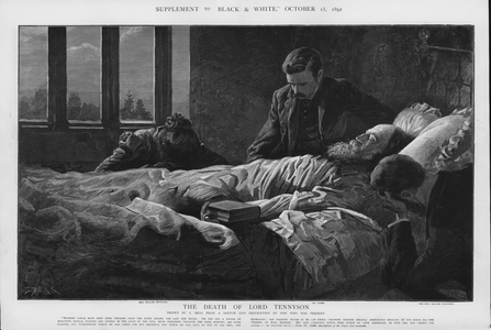 The death of Alfred, Lord Tennyson, English Poet Laureate, 6 October 1892 (litho)