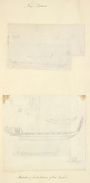 New Zealand'.
Sketches of embarkations of New Zealand'.