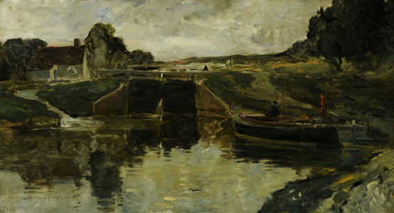 Canal Lock Gates, 1901 (oil on canvas)