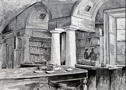 A corner in a law library, 1890 (engraving)