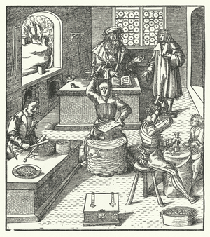 Archduke Maximilian of Austria at the mint (engraving)