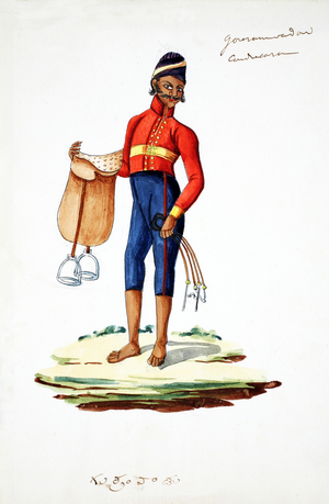 Man with saddle (w/c on paper)