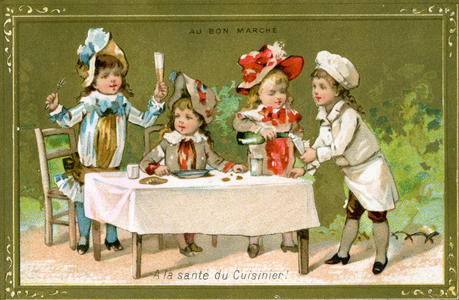 'Here's to the Cook!', Bon Marché Department Store promotional card, c.1890 (colour litho)