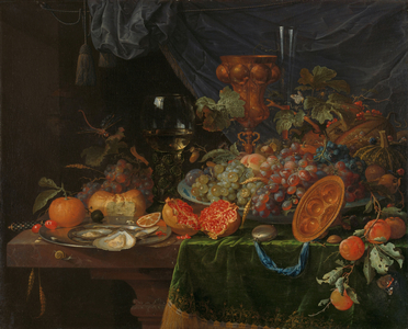 Still Life with Fruit and Oysters, 1660-1679 (oil on canvas)