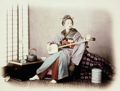 Lady with Musical Instrument (Shamisen), 1867 (photo)