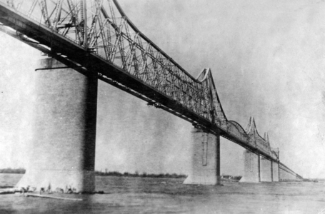 bridge over the Danube river in Romania early 20th century, postcard