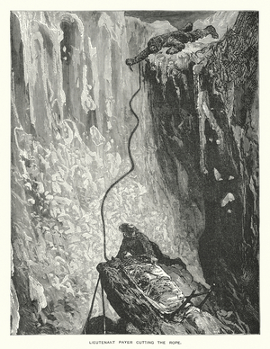 Lieutenant Payer cutting the rope (engraving)