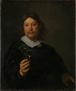 Man holding a Glass of Wine (oil on canvas)