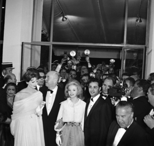 Jill Haworth With Sal Mineo and Otto Preminger at Cannes Film Festival May 6, 1961 (b/w photo)