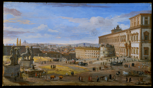 View of Monte Cavallo and the Palazzo Quirinale, now the seat of the president of Italy (parchment)