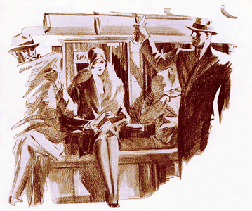 Flapper and gentleman on the underground