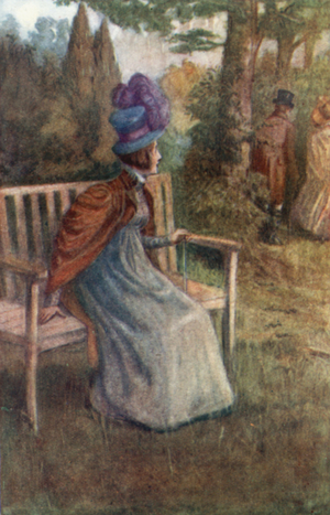 Illustration for Northanger Abbey by Jane Austen (colour litho)