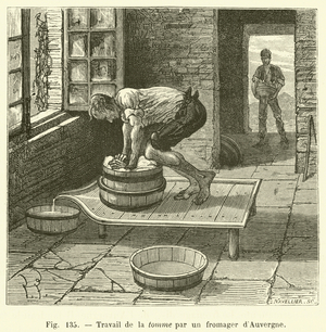 Travail de la tomme par un fromager d'Auvergne (engraving)