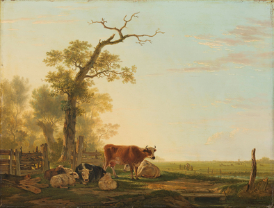 Meadow Landscape with Animals, 1800-1815 (oil on panel)