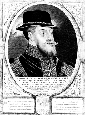 king Philip II of Spain, 17th century  (engraving)