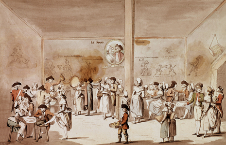 Ramponaux cabaret in Paris, 18th century, watercolor by Etienne Bericourt