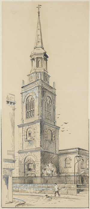 Old St. Mary's, Deansgate, 1893-94 (pencil wax on paper)