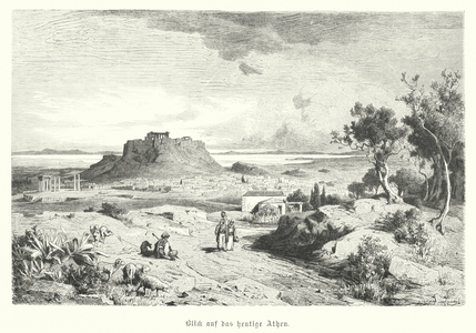 View of Athens, Greece, late 19th Century (engraving)