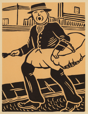 Old London: Muffin man (woodcut)
