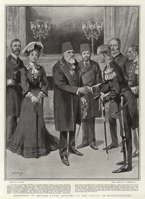 Reception of British Naval Officers by the Sultan at Constantinople (litho)