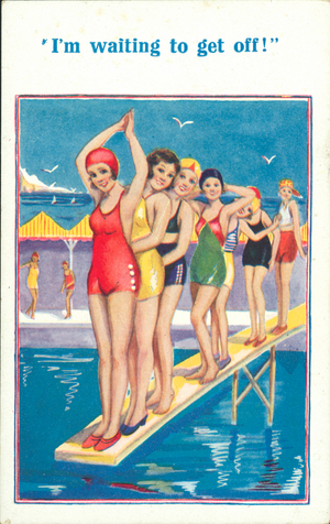 "I'm waiting to get off!" (colour litho)