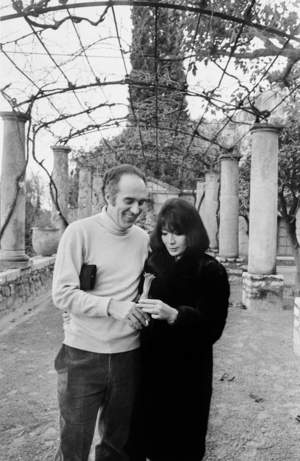Michel Piccoli and Juliette Greco during Their Honeymoon in Saint Paul De Vence (France) in January 1967 (b/w photo)