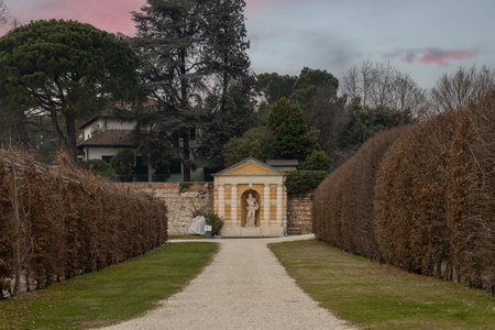 The nymphaeum, an architectural structure surmounted, Villa Valmarana ai Nani, Vicenza, Italy (photo)