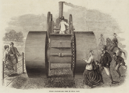 Steam Road-Roller used in Hyde Park (engraving)