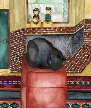 Red Stool, 1998, (watercolor)