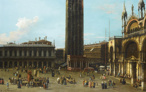 The Piazza from the Piazzetta with the Campanile and the South Side of San Marco, 1744 (oil on canvas)
