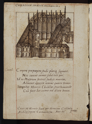 Illustrated guide to Oxford University prepared for Queen Elizabeth I, 1566 (ink drawing)
