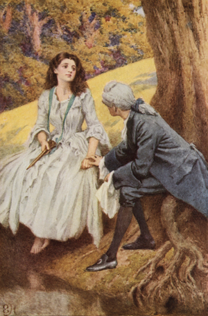Illustration for A Sentimental Journey by Laurence Sterne (colour litho)