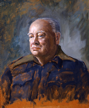 Portrait of Sir Winston Churchill (1874-1965), 1955 (oil on artist's board)