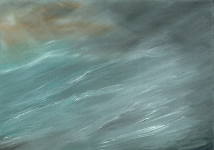 Storm in deep ocean, 2017 ( oil on canvas board)