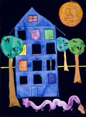 Twelve Apartments by Erik Slutsky, watercolor, gouache and pastel, 1996, 20th century