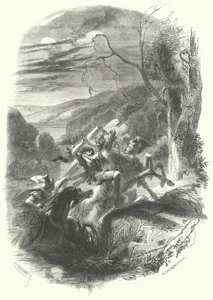 Death of the Gaulish chief Indutiomarus fighting the Romans, 53 BC (engraving)