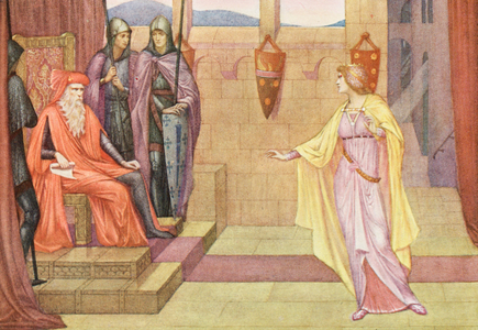 The Golden Legend: Irmingard and her father (colour litho)