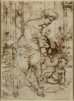 Recto: The Virgin and Child and St John, WA1846.162 (pen & brown ink on buff paper)