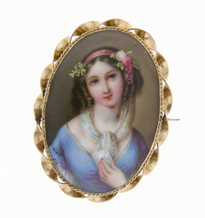 Brooch, 1860, Painted porcelain, gold, No label