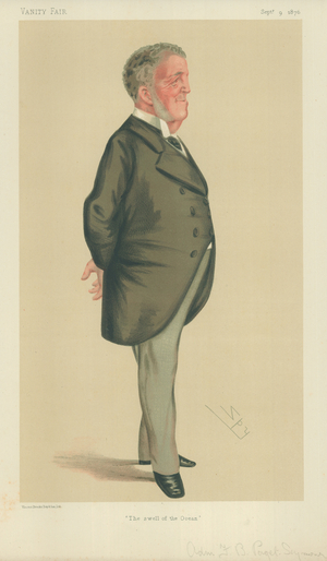 Admiral Frederick Beauchamp Paget-Seymour, The swell of the ocean, 9 September 1876, Vanity Fair cartoon (colour litho)