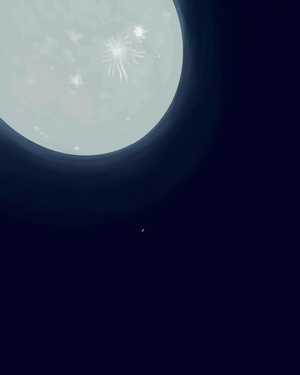 Moon and Saturn, c.2020-24 (digital art)