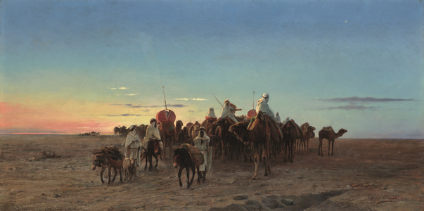 The caravan at dusk, 1875 (oil on canvas)
