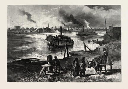 Winnipeg, from St. Boniface Ferry Landing, Canada, Nineteenth Century Engraving