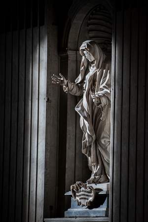 Statue of Santa Giuliana Falconieri inside the basilica of San Pietro, Vatican City, Italy, 2020 (photo)