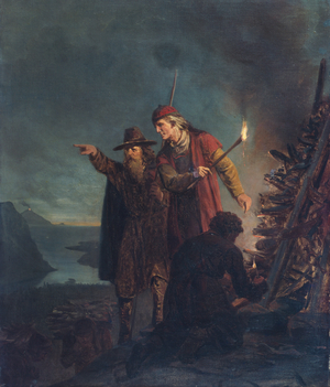 Lightening the cairn, 1876