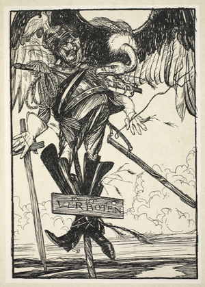 Die Wacht am Rhein, illustration from The Kaiser's Garland by Edmund J. Sullivan, pub. 1916 (litho)