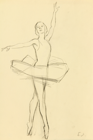 Maria Semyonova as Nikiya in the Ballet Bayadère, 1966 (pencil on paper)