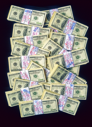 Wads of 100 American Dollars notes (paper)
