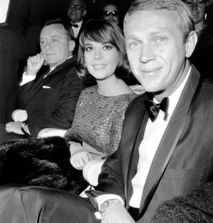 Natalie Wood and Steve Mc Queen at Premiere of Film Love With The Proper Stranger in Paris on September 18, 1964 (b/w photo)