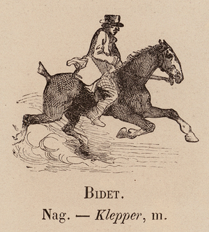 Le Vocabulaire Illustre: Bidet; Nag; Klepper (engraving)